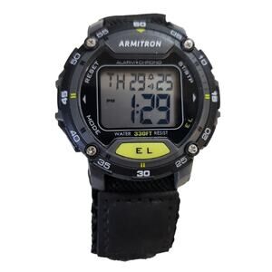Armitron Pro Sport Digital Watch Chronograph Sports Watch Hook Loop Strap